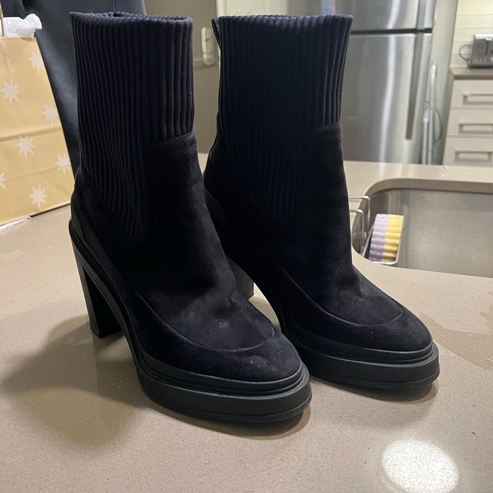 Hermes Black Suede Heeled Boots